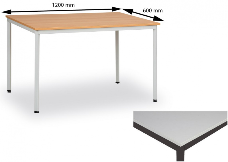Jídelní stůl 120 x 60 cm deska šedá