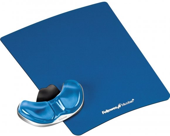Podložka pod myš a zápěstí Fellowes Palm Health-V CRYSTAL gelová Microban modrá
