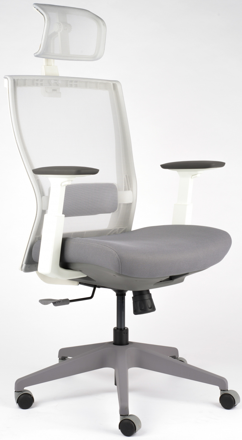 židle MOTOSTUHL M5 bílý plast, látka tmavě šedá+ světle šedá