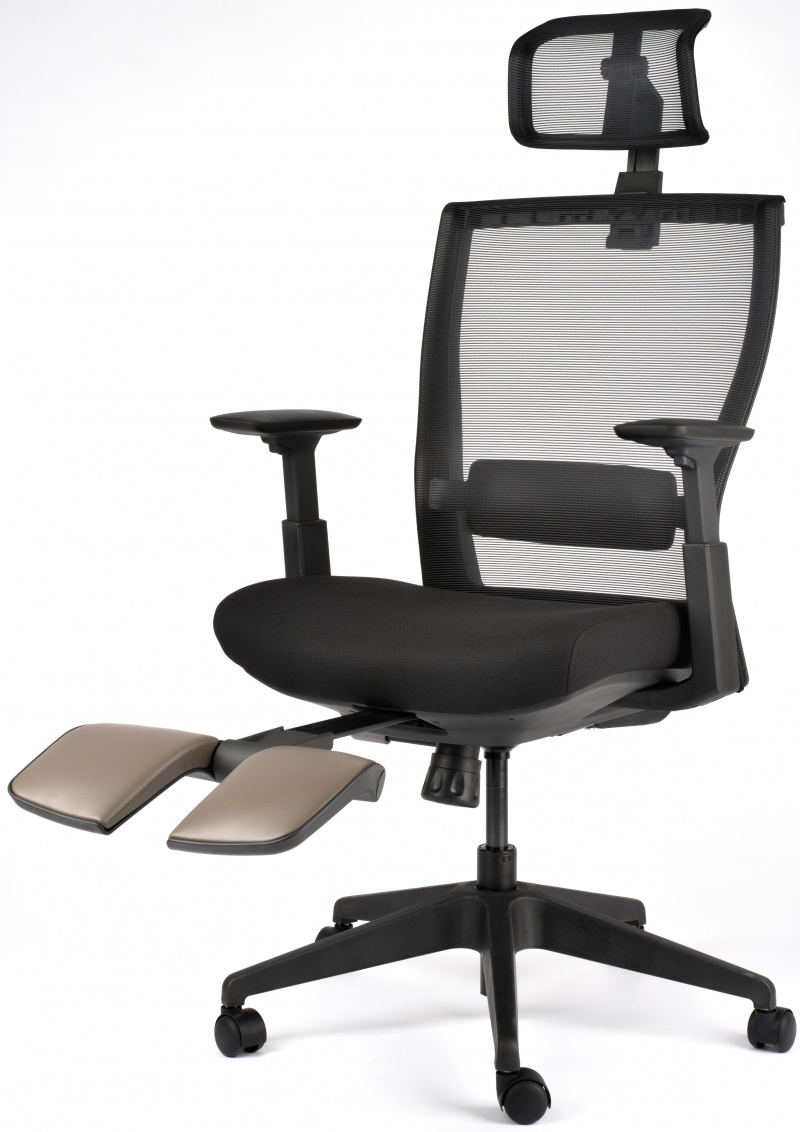 židle MOTOSTUHL M5 černý plast, látka černá, sedák černý, podpěra nohou černá