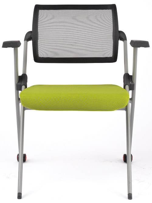 konferenční židle A7 šedý rám látka černá a zelená od Motostuhl