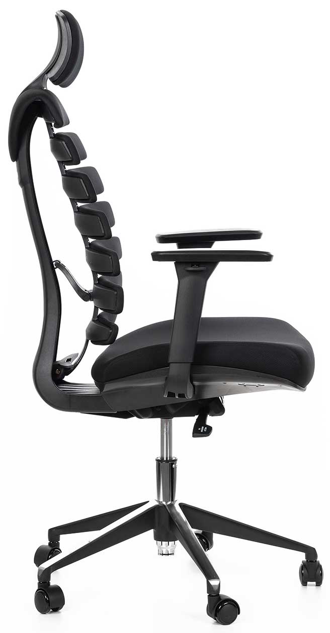 kancelářská židle FISH BONES PDH černý plast, černá 26-60, 3D područky