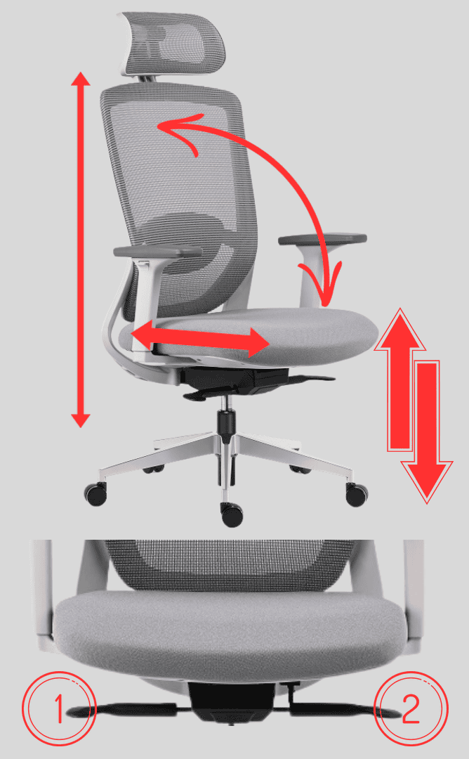 2PACK Ergonomická kancelářská židle ARTEA šedá, sezení 8 hodin denně (2 ks)