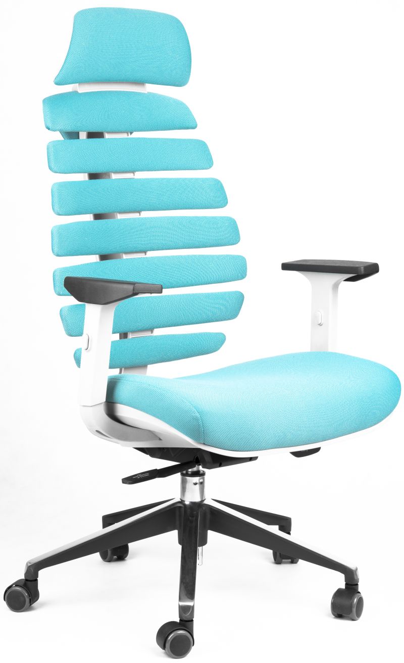 kancelářská židle FISH BONES PDH šedý plast, tyrkysová 26-30