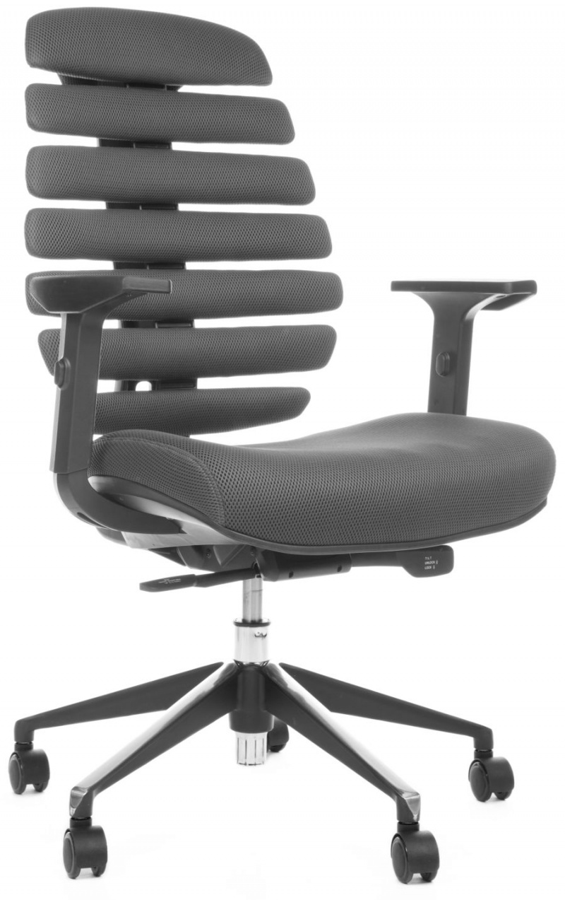 kancelářská židle FISH BONES černý plast, šedá látka TW12