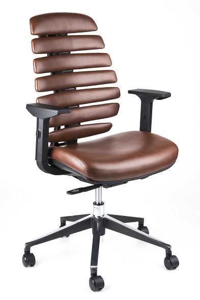 kancelářská židle FISH BONES černý plast,hnědá koženka PU681405
