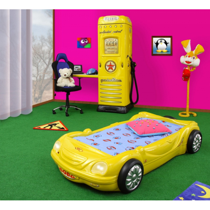 dětská auto postel BOBO žlutá