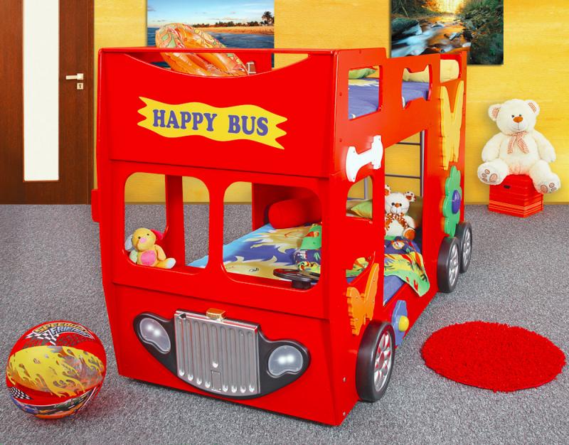 patrová postel Happy Bus červený gallery main image