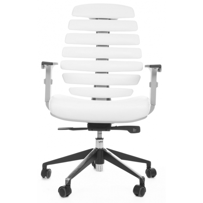 kancelářská židle FISH BONES šedý plast,bílá koženka