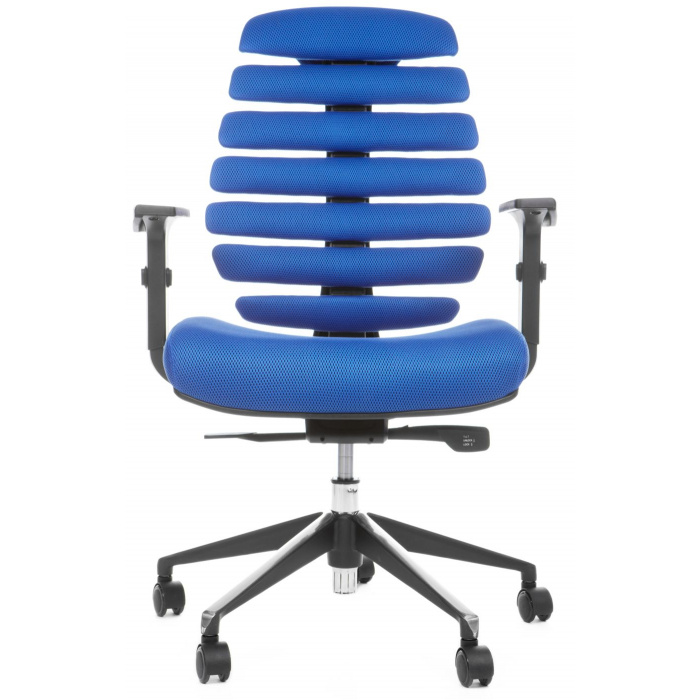kancelářská židle FISH BONES černý plast, modrá látka TW10
