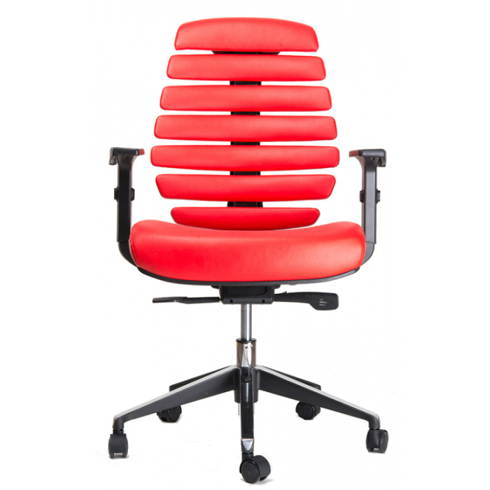 kancelářská židle FISH BONES černý plast, červená kůže