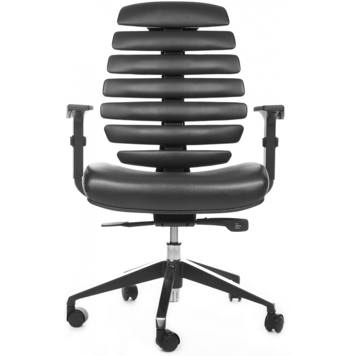 kancelářská židle FISH BONES černý plast, černá kůže
