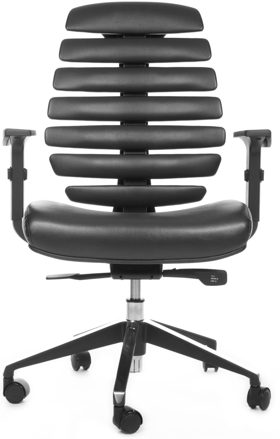 kancelářská židle FISH BONES černý plast, černá kůže gallery main image