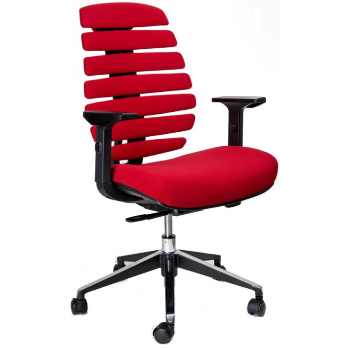 kancelářská židle FISH BONES černý plast, červená látka 26-68