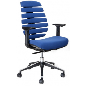 kancelárska stolička FISH BONES čierny plast, modrá látka 26-67