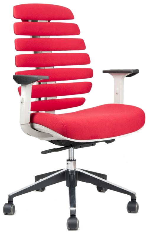 kancelářská židle FISH BONES šedý plast,červená látka 26-68 gallery main image