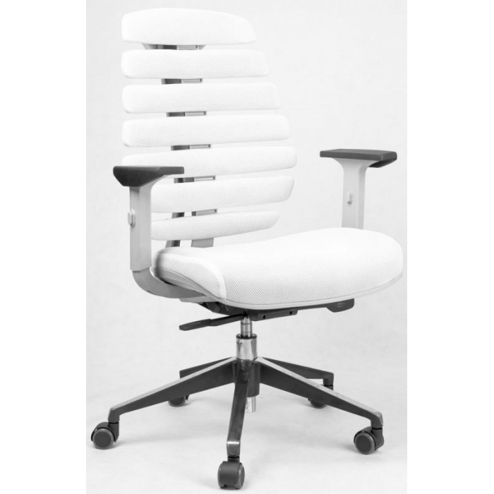 kancelářská židle FISH BONES šedý plast,bílá látka TW 50F MESH