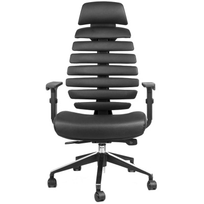 kancelárska stolička FISH BONES PDH čierny plast, čierná koženka