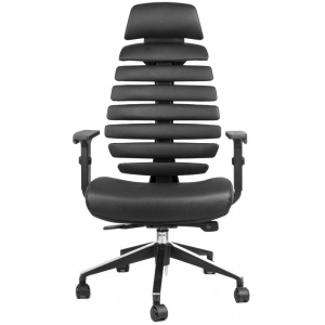 kancelárska stolička FISH BONES PDH čierny plast, čierná koženka