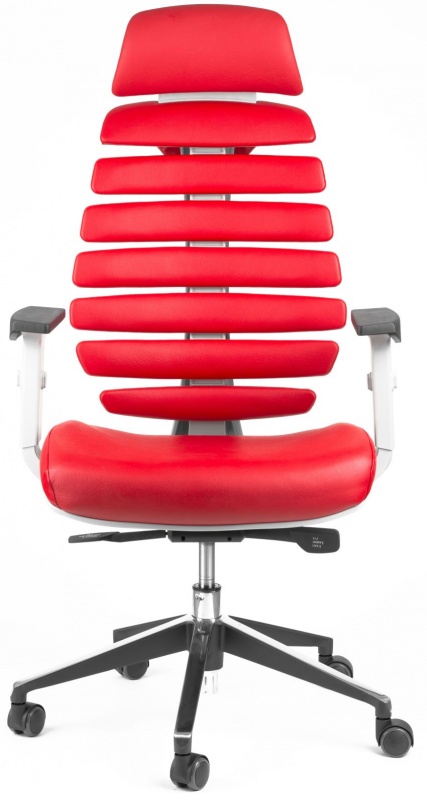 kancelářská židle FISH BONES PDH šedý plast, červená kůže gallery main image