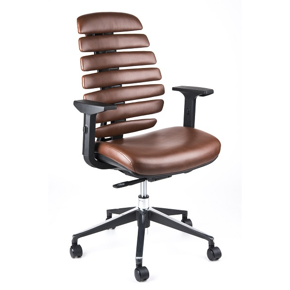 kancelářská židle FISH BONES černý plast,hnědá koženka PU681405
