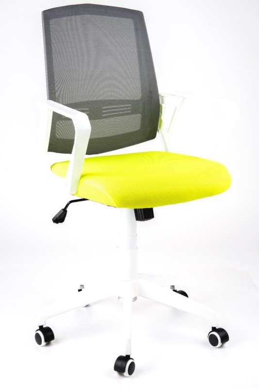 studentská židle SUN, bílé područky, šedý opěrák, zelený sedák gallery main image
