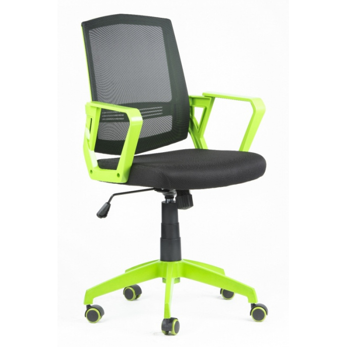 židle SUN, zelené područky, černý opěrák, černý sedák