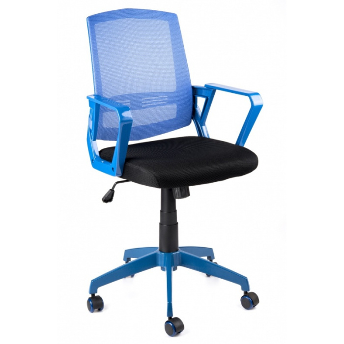 studentská židle SUN, modré područky, modrý opěrák, černý sedák