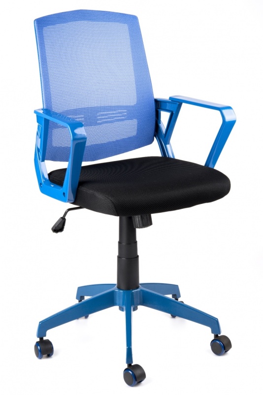 studentská židle SUN, modré područky, modrý opěrák, černý sedák gallery main image