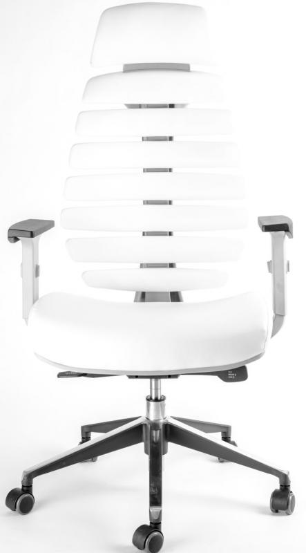 Kancelářská židle FISH BONES PDH šedý plast, bílá koženka gallery main image