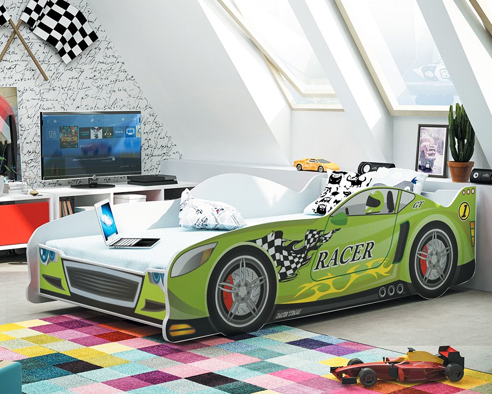 Dětská postel auto Cars 160x80 zelená gallery main image