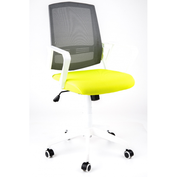 židle SUN, bílé područky, šedý opěrák, zelený sedák, SLEVA č.310
