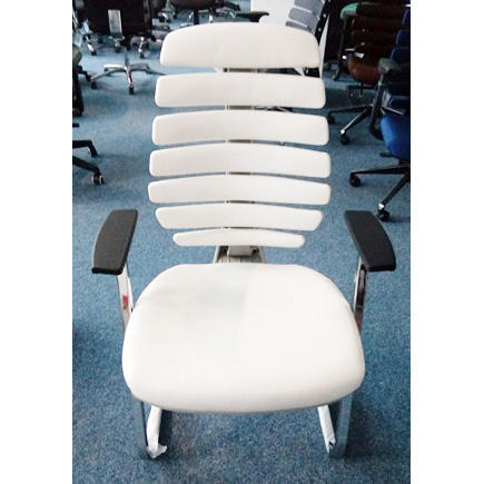Jednací židle FISH BONES MEETING šedý plast bílá koženka PU480329