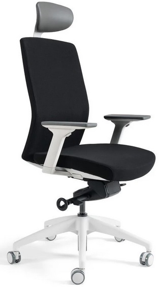 Levně OFFICE MORE Kancelářská židle J2 White s podhlavníkem
