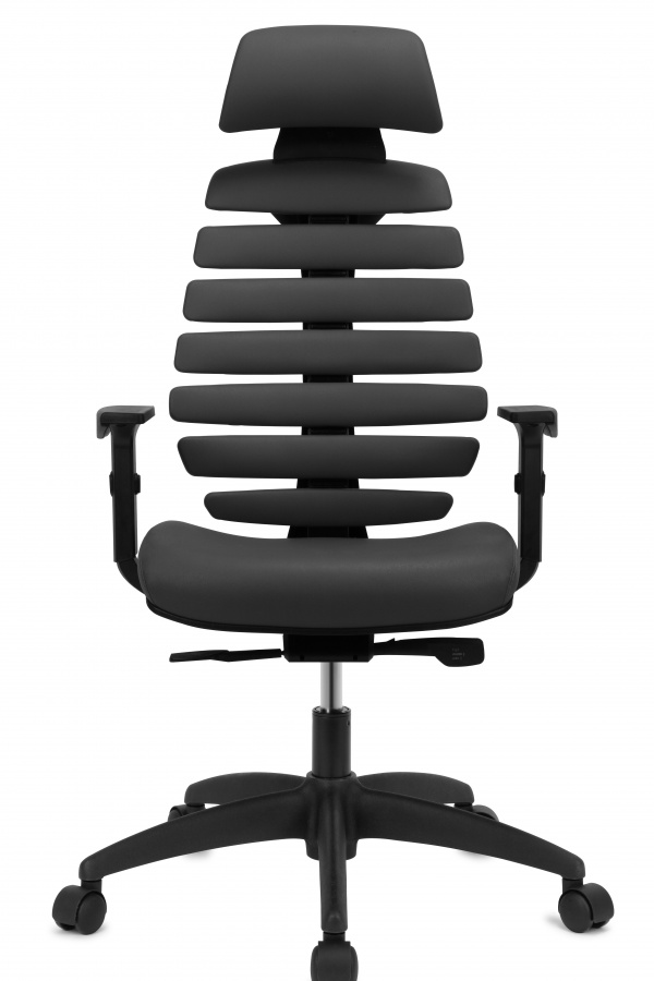 Kancelářská židle FISH BONES PDH šedý plast, šedá koženka gallery main image