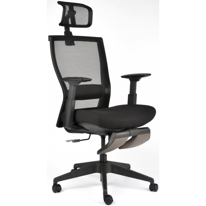 Kancelářská židle M5 celočerná, podpěra nohou černá