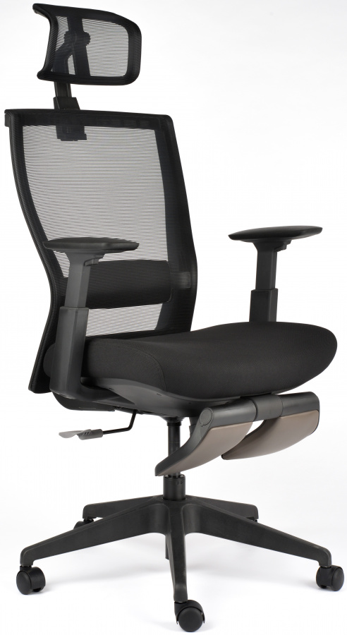 Kancelářská židle M5 celočerná, podpěra nohou černá gallery main image