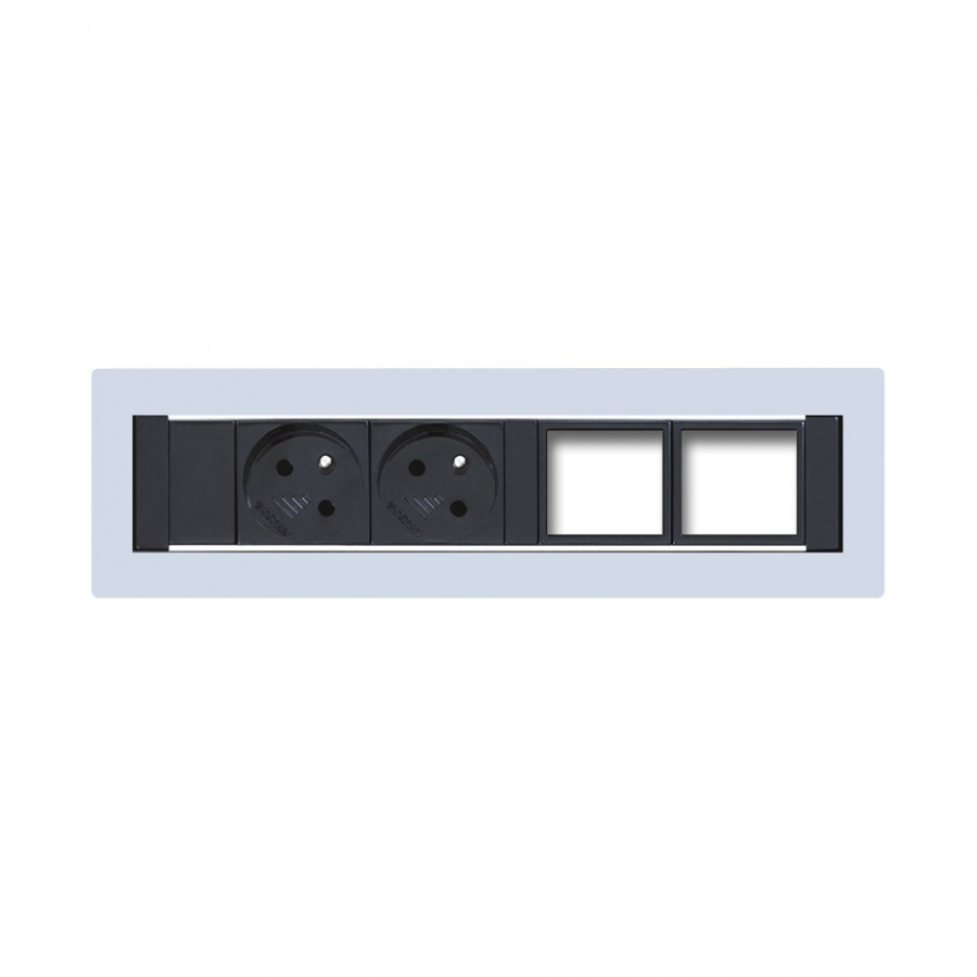 Konfigurovatelný pevný panel, 2x el. zásuvka, 2x volný slot pro 2 až 4 konektory - KPP 4 gallery main image