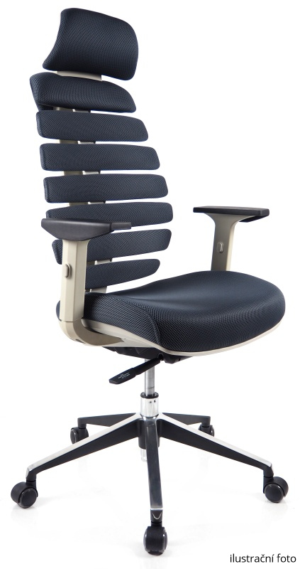 Kancelářská židle FISH BONES - opěrák šedý, černá koženka č.AOJ494 gallery main image