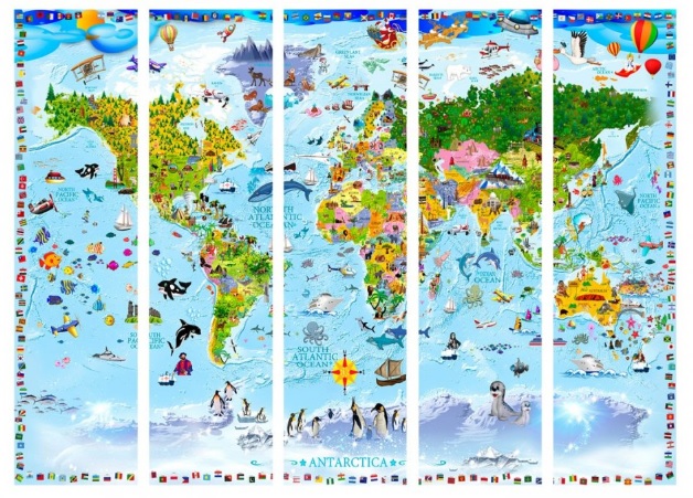 Paraván mapa světa pro děti 5ti dílný gallery main image