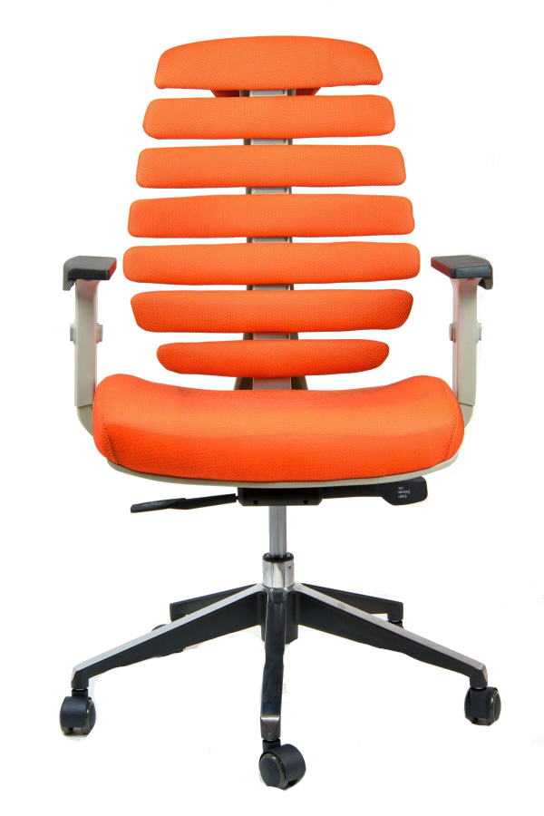 kancelářská židle FISH BONES šedý plast,oranžová látka SH05, č. AOJ923S gallery main image