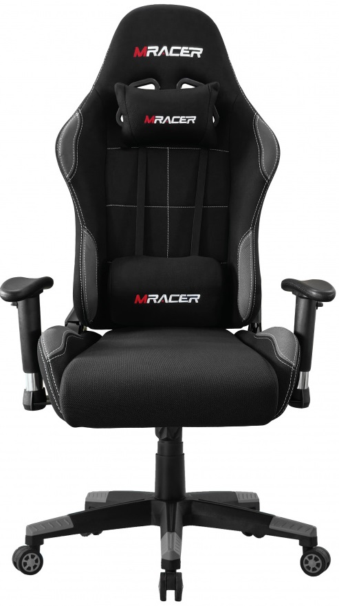 Herní židle MRacer látková, černo-šedá gallery main image