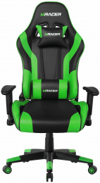 Herná stolička MRacer koženka, čierno-zelená 