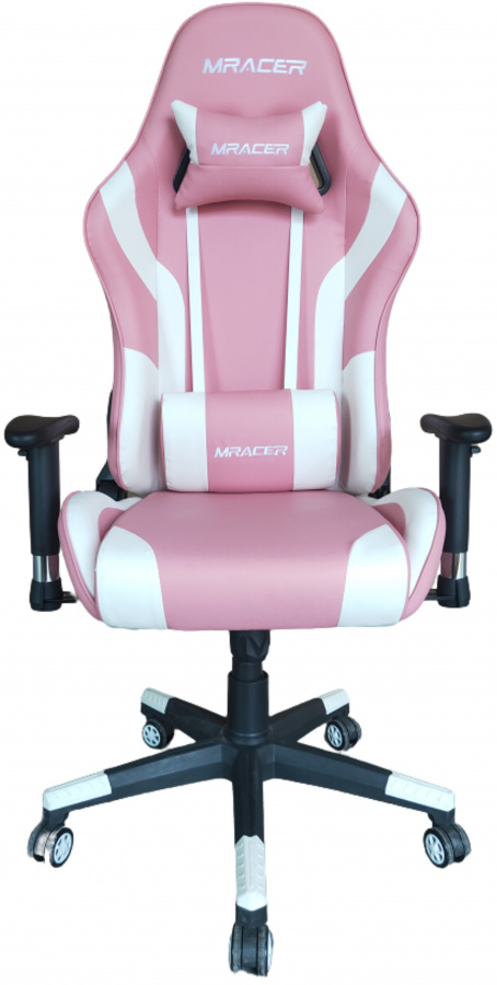 Levně MERCURY Herní židle MRacer koženka, bílo-růžová