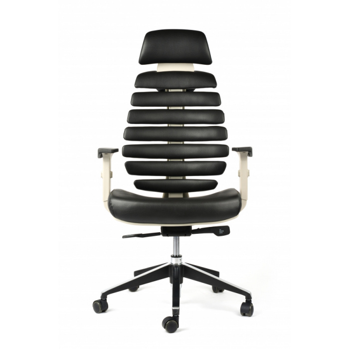 kancelářská židle FISH BONES PDH - šedý plast, černá koženka PU580165 č.AOJ1108