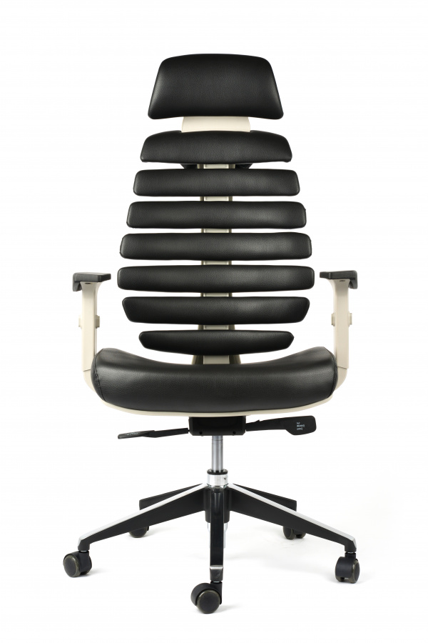kancelářská židle FISH BONES PDH - šedý plast, černá koženka PU580165 č.AOJ1108 gallery main image