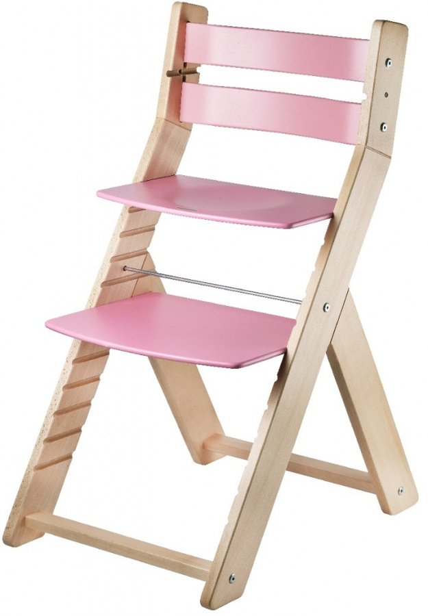Levně WOOD PARTNER Rostoucí židle SANDY natur/ růžová
