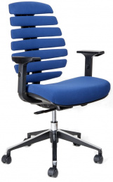 kancelárska stolička FISH BONES čierny plast, modrá látka 26-67, č.AOJ1427