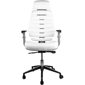 Kancelárska stolička FISH BONES PDH, šedý plast, biela koženka PU480329