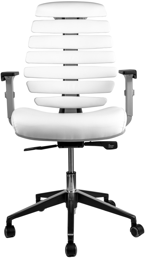 Levně MERCURY Kancelářská židle FISH BONES šedý plast, bílá koženka PU480329